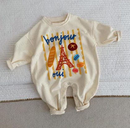 BONJOUR OUI Baby French Style Beige Romper
