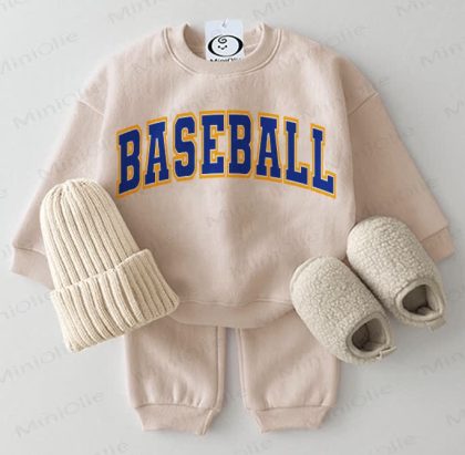 BASEBALL Baby Sweatshirt 2-piece Beige Set