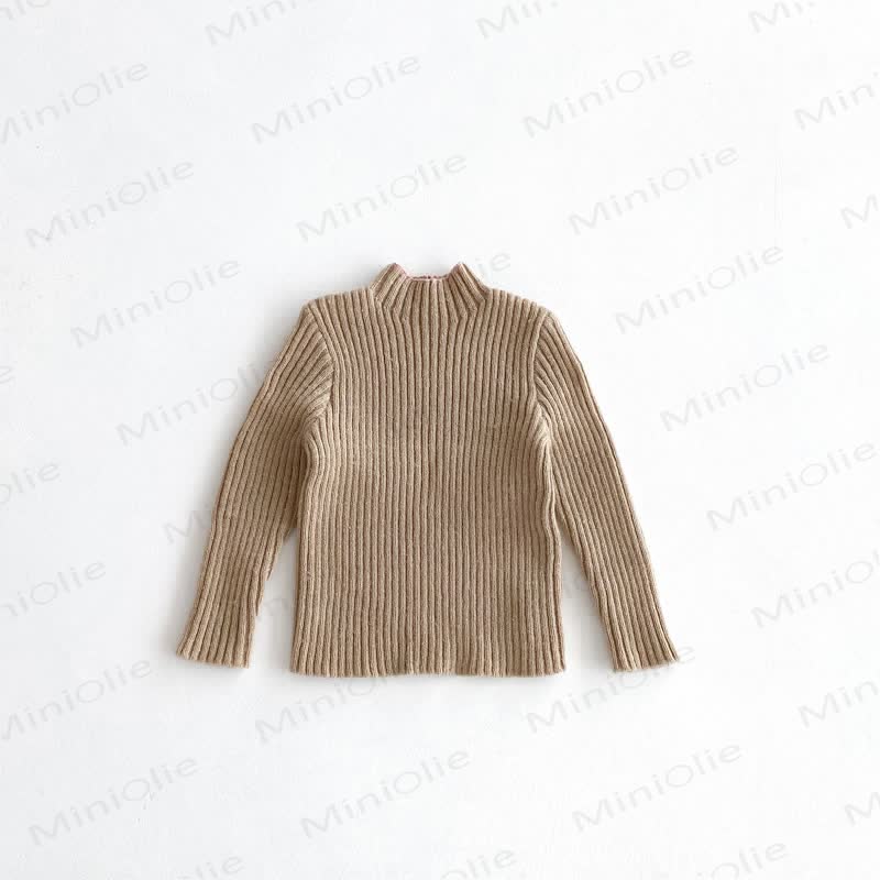 Kid Solid Color Striped Knitwear Sweater