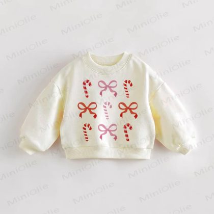 Baby Toddler Candy Bow Cream Sweatshirt