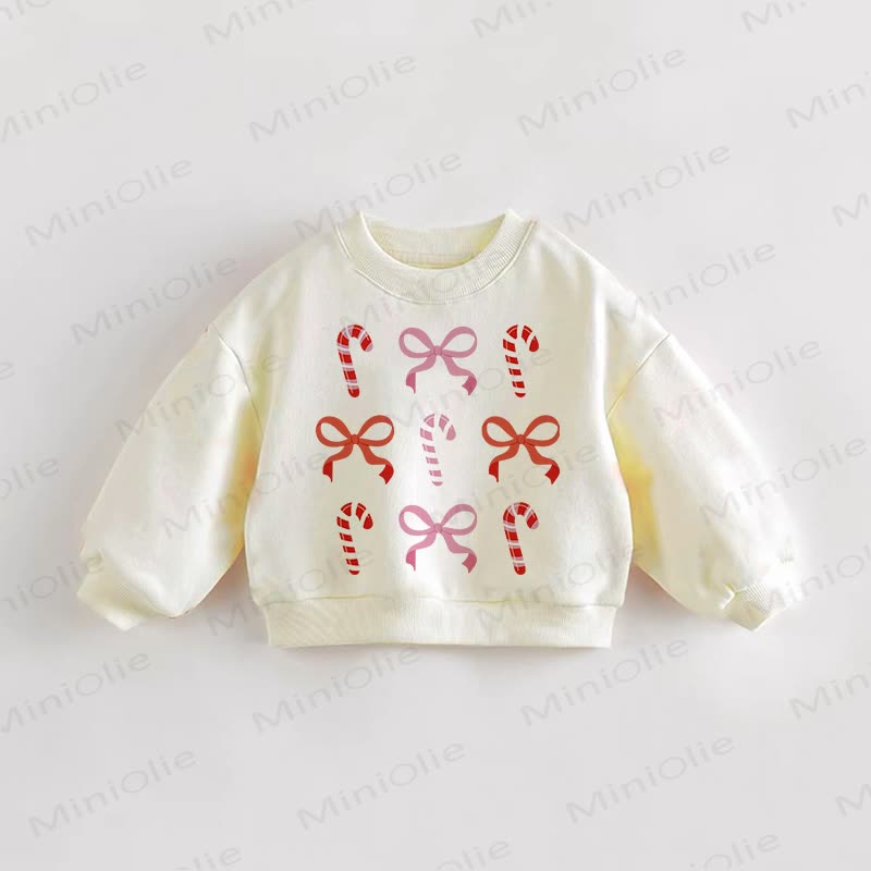 Baby Toddler Candy Bow Cream Sweatshirt