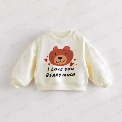 I LOVE YOU BEARY MUCH Baby Toddler Bear Heart Cream Sweatshirt