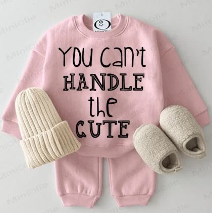 YOU CAN'T HANDLE THE CUTE Baby Sweatshirt 2-piece Pink Set