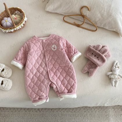 Baby Scarf Cute Cartoon Quilted Romper