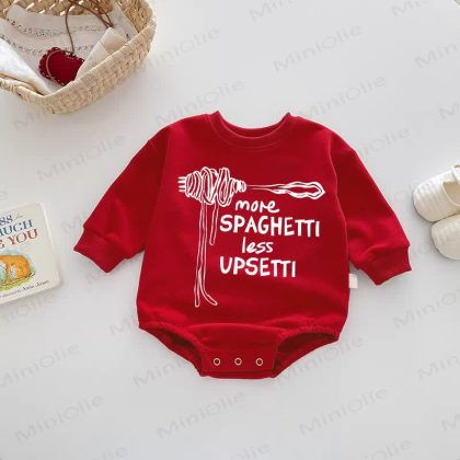 MORE SPAGHETTI LESS UPSETTI Baby Red Bodysuit