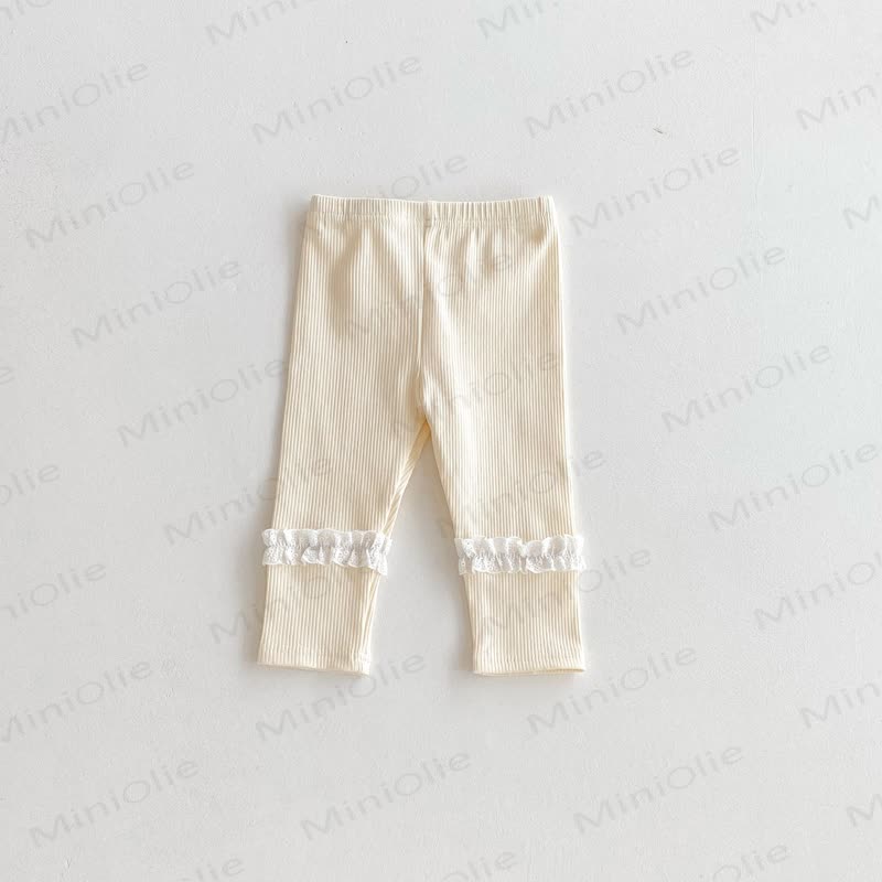 Baby Girl Solid Color Lace Leggings