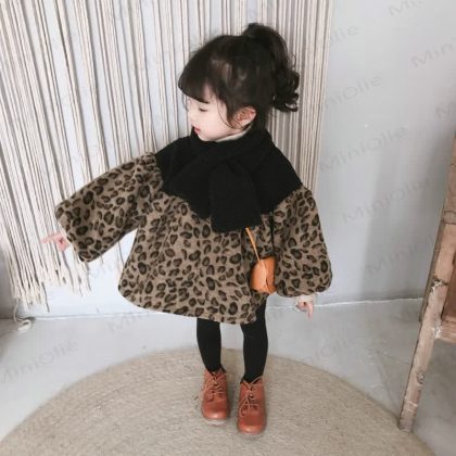 Toddler Girl Leopard Print Fleece Dress