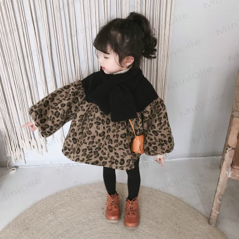 Toddler Girl Leopard Print Fleece Dress
