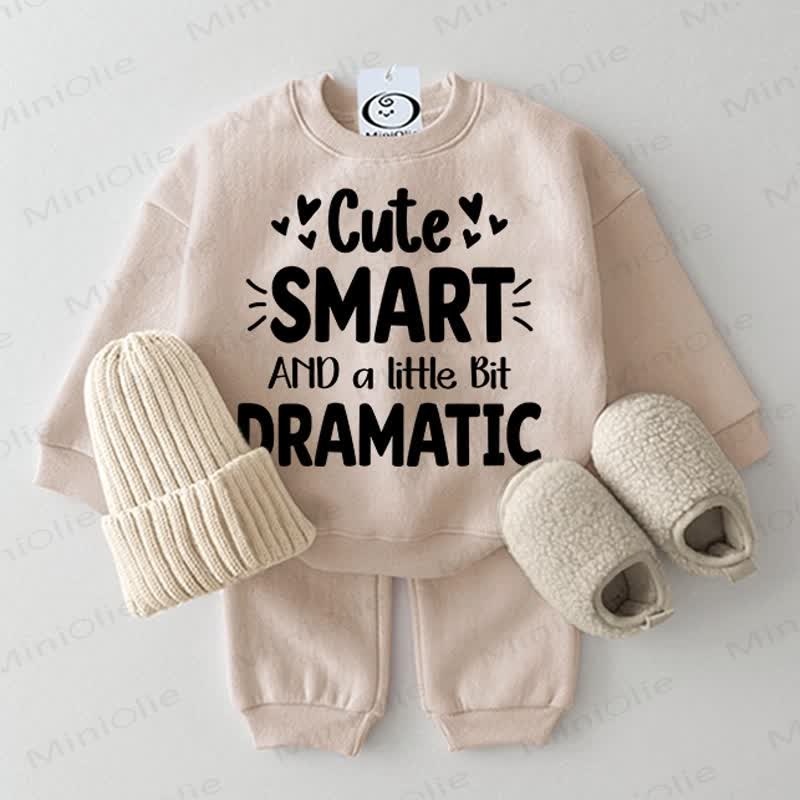 CUTE SMART AND A LITTLE BIT DRAMATIC Baby Heart Beige 2-piece Set