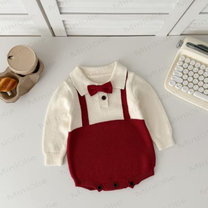 Baby Fake 2pcs Bow Knit Bodysuit