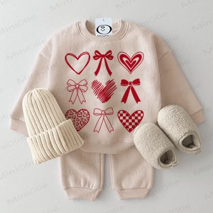 Baby Heart Bow Beige 2-piece Set