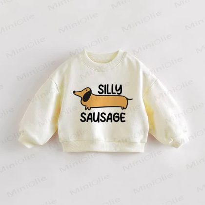 SILLY SAUSAGE Baby Toddler Cream Dog Sweatshirt