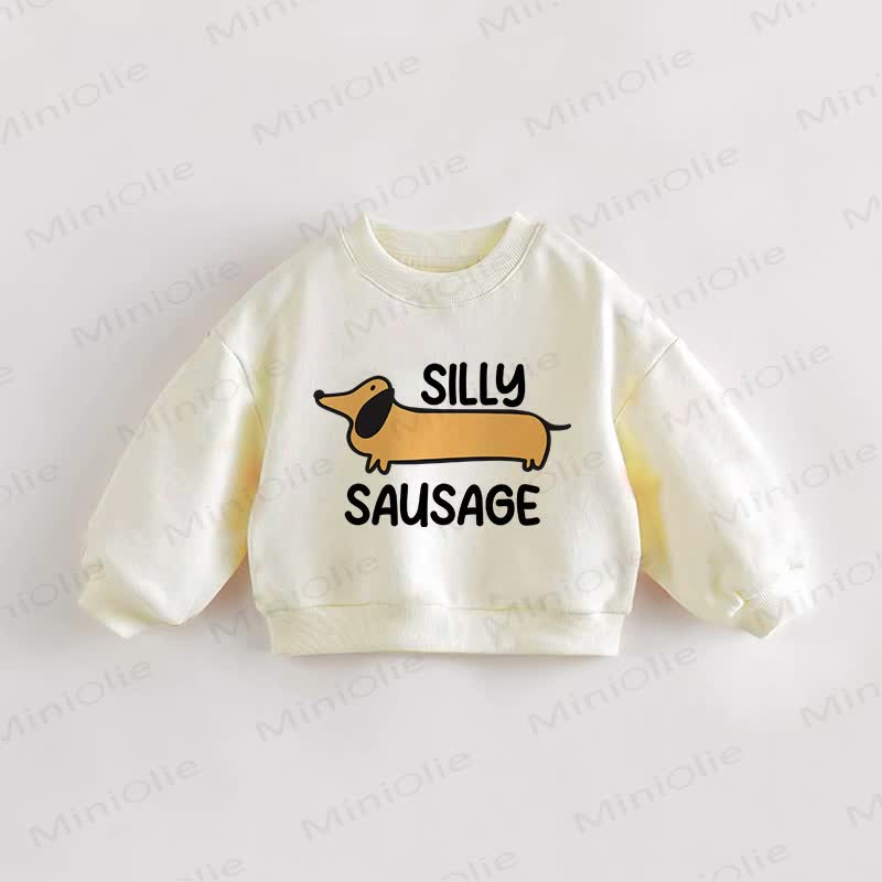 SILLY SAUSAGE Baby Toddler Cream Dog Sweatshirt