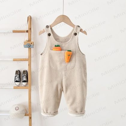 Baby Toddler Carrot Corduroy Fleece Lined Overalls