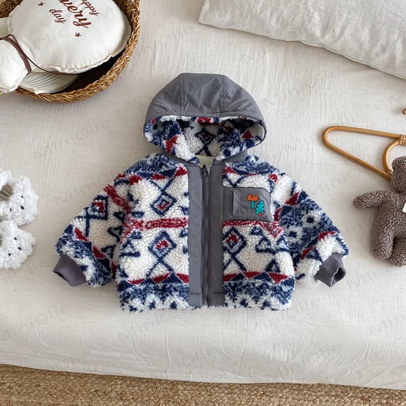Baby Toddler Retro Hooded Fleece Outerwear