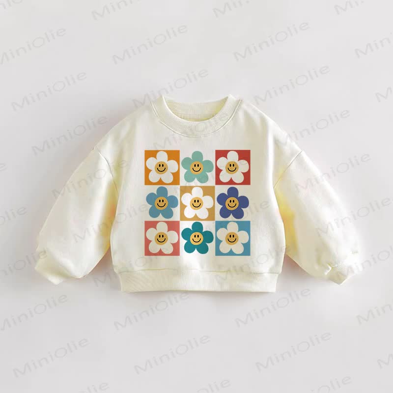 Baby Toddler Flower Plaid Cream Sweatshirt