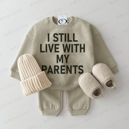 I STLEE LIVE WITH MY PARENTS Baby Grey Green 2-piece Set