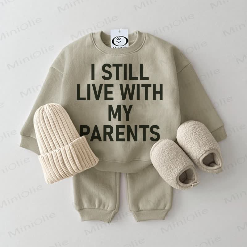 I STLEE LIVE WITH MY PARENTS Baby Grey Green 2-piece Set