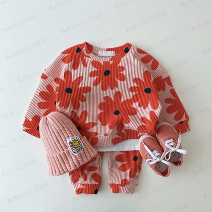 Baby Floral Pink Waffle 2-piece Set