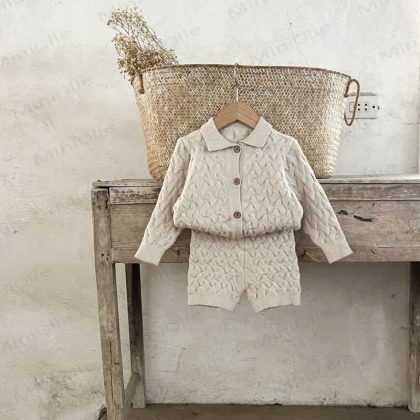 Baby Toddler Cable Solid Color 2-piece Set