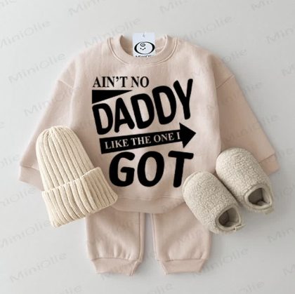 AIN'T NO DADDY LIKE THE ONE I GOT Baby Sweatshirt 2-piece Beige Set