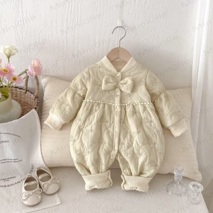 Baby Girl's Quilted Warm Cute Romper