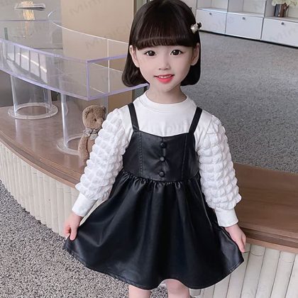 Toddler Girl Leather Solid Color Sleeveless Dress