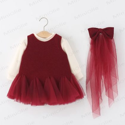 Baby Toddler Girl Mesh Sleeveless Dress With A Bow