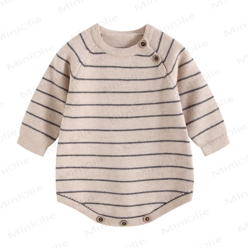 Baby Striped Knit Khaki Bodysuit