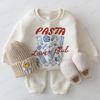 PASTA LOVER CLUB Baby White Sweatshirt 2-piece Set