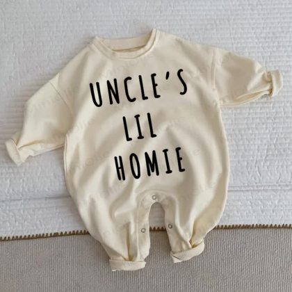 UNCLE'S LIL HOMIE Baby Toddler Beige Romper
