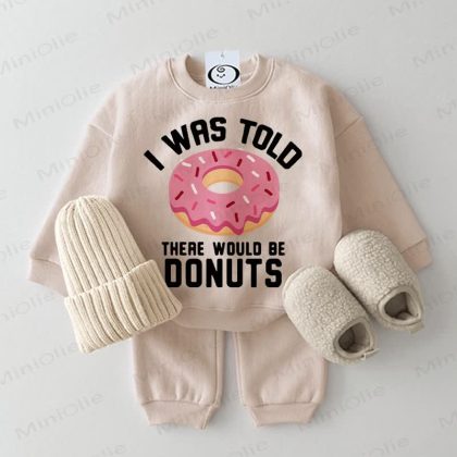 I WAS TOLD THERE WOULD BE DONUTS Baby 2-piece Beige Set