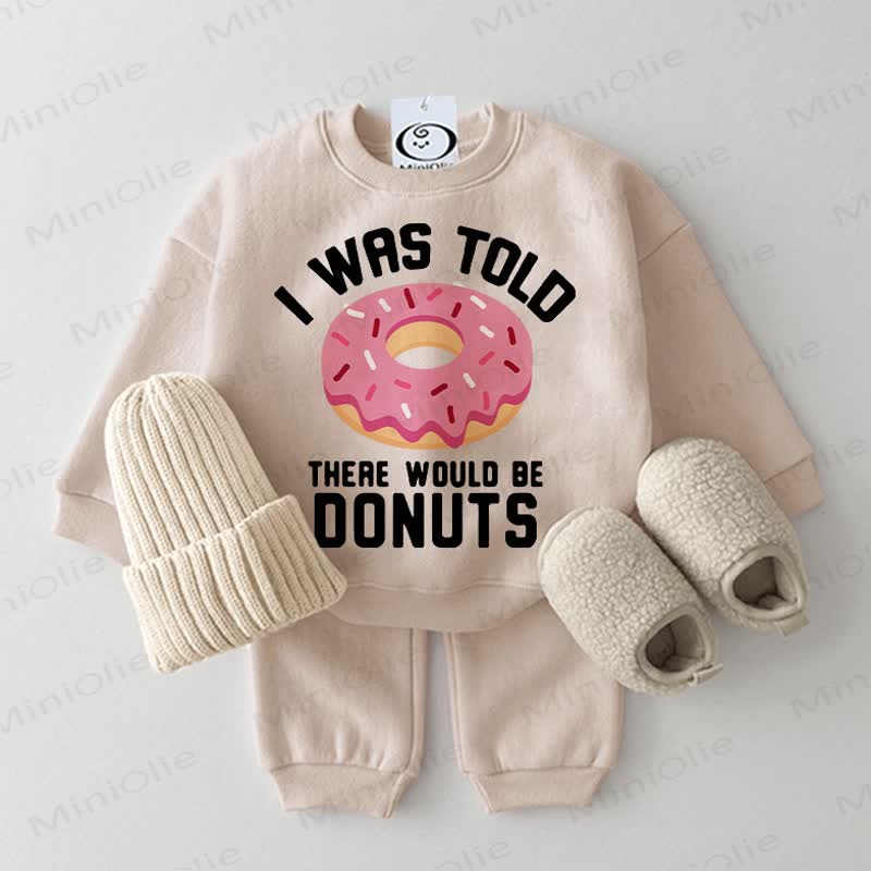 I WAS TOLD THERE WOULD BE DONUTS Baby 2-piece Beige Set