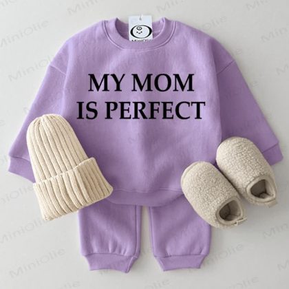 MY MOM IS PERFECT Baby 2-piece Sweatshirt Purple Set