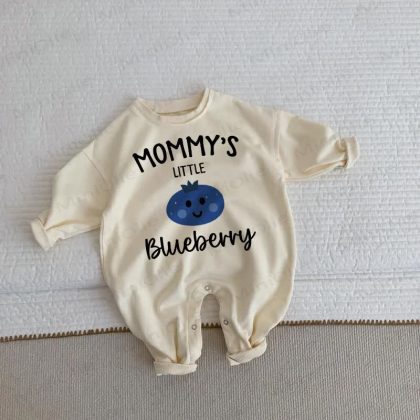 MOMMY'S LITTLE BLUEBERRY Baby Toddler Beige Romper