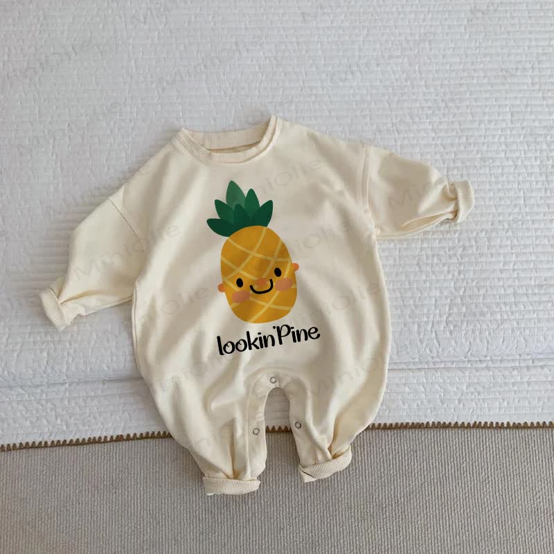 LOOKIN'PINE Baby Toddler Pineapple Beige Romper