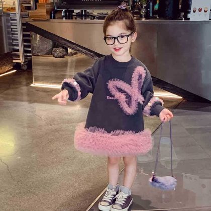 Toddler Girl Animal Mesh Panel Dress