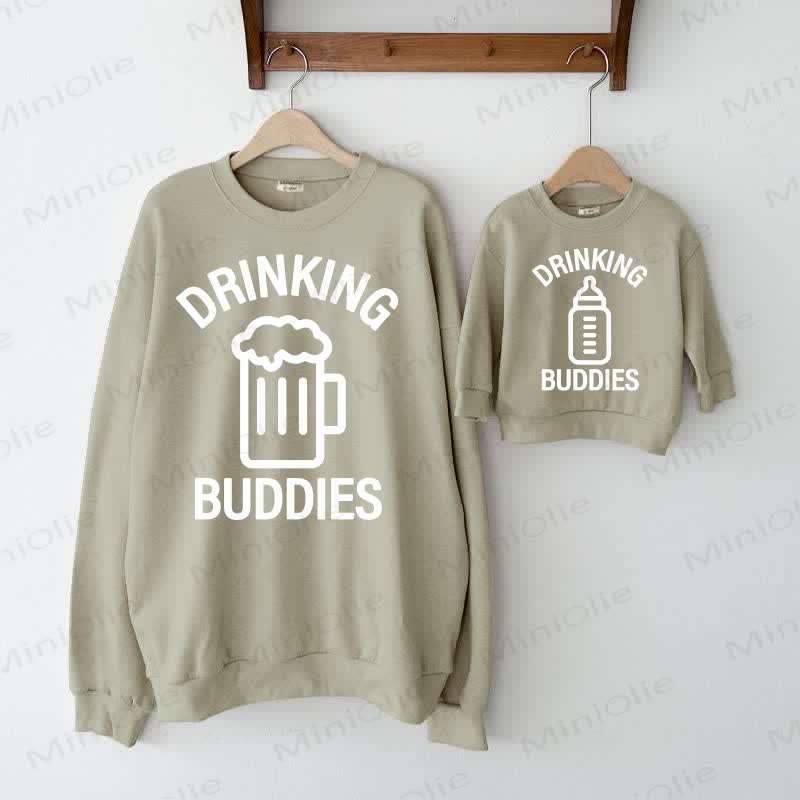 DRINKING BUDDIES Grey Green Family Sweatshirt
