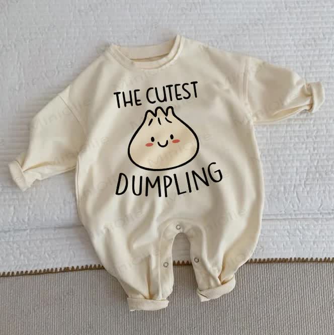 THE CUTEST DUMPLING Baby Toddler Beige Romper
