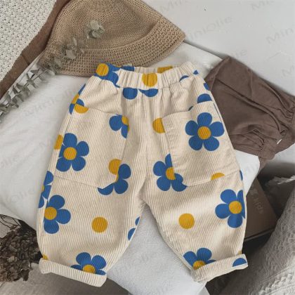 Baby Toddler Floral Polka Dot Beige Pants
