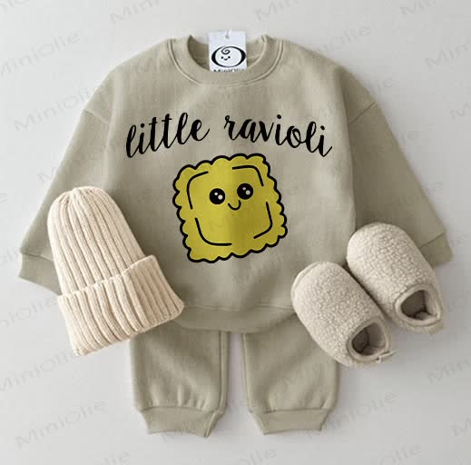 LITTLE RAVIOLI Baby Sweatshirt 2-piece Grey Green Set