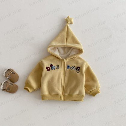 Baby Toddler Boy Embroidered Hooded Star Fleece Outerwear
