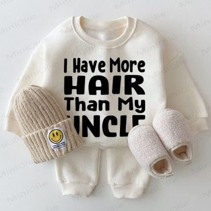 I HAVE MORE HAIR THAN MY UNCLE Baby White Sweatshirt 2-piece Set