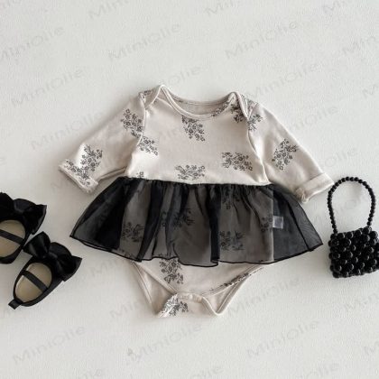 Baby Floral Mesh Skirted Bodysuit