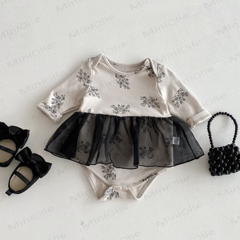 Baby Floral Mesh Skirted Bodysuit