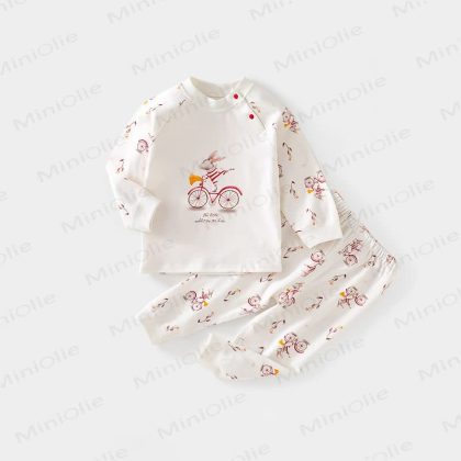 Baby Bicycle Rabbit Print Pajamas 2 Pieces Set