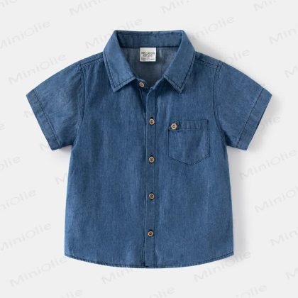 Toddler Boy Short-sleeved Denim Shirt