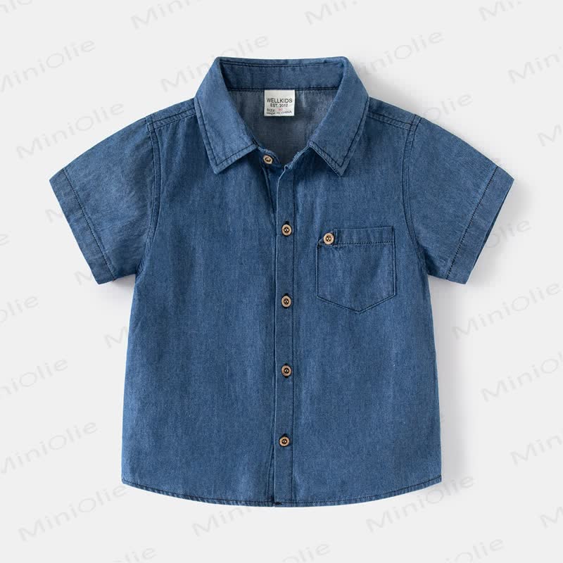 Toddler Boy Short-sleeved Denim Shirt