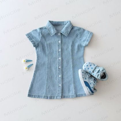Toddler Denim Button Polo Dress