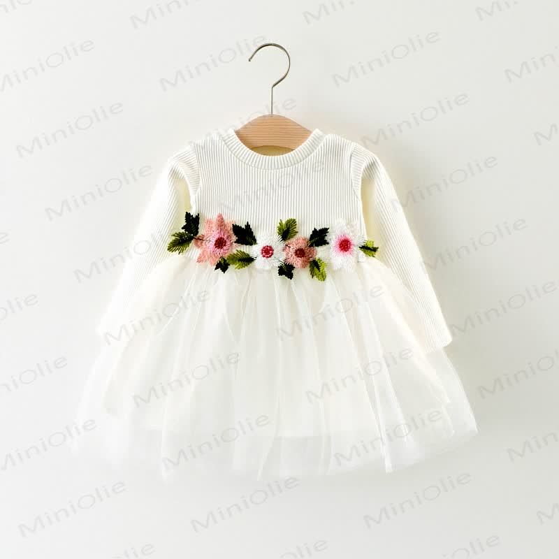 Baby Flower Stitching Mesh Dress